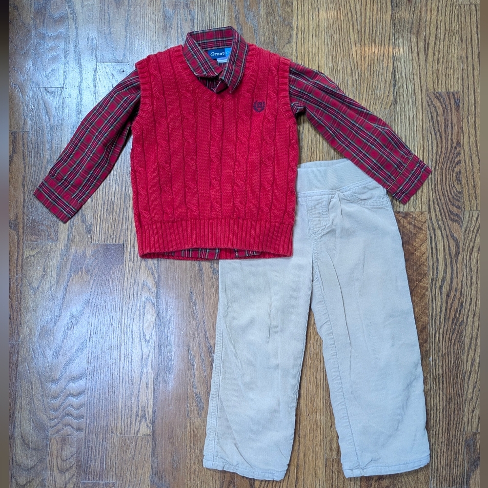 Red Cable-Knit Sweater Set Size 3T